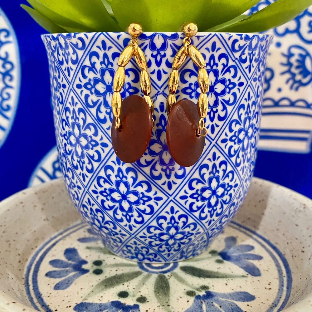Burgundy Wooden Earrings
